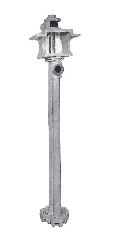 A monochrome image of a molten metal pump (zinc), standing alone against a plain background.