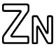 A black and white Zn symbol for zinc.