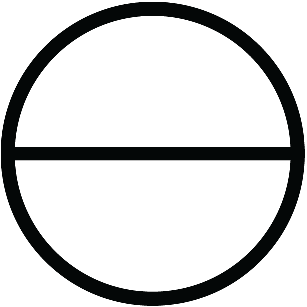 A black symbol for salt in alchemy.